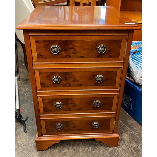 57 - YEW CROSS BANDED BOW DRAWER FRONT CUPBOARD