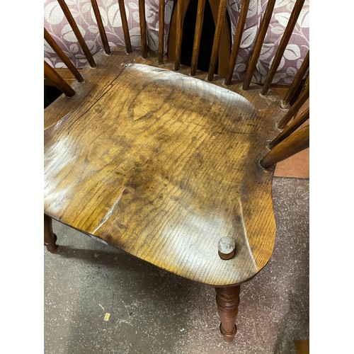 72 - 20TH CENTURY ELM AND BEECH SPINDLE BACK ELBOW CHAIR