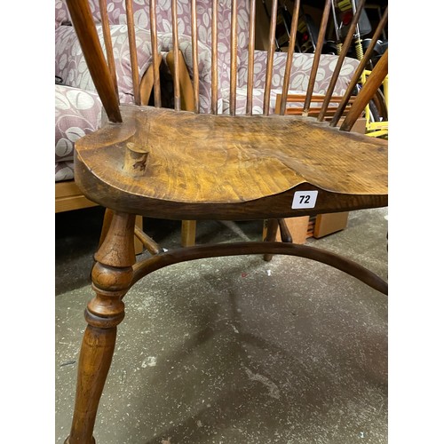 72 - 20TH CENTURY ELM AND BEECH SPINDLE BACK ELBOW CHAIR