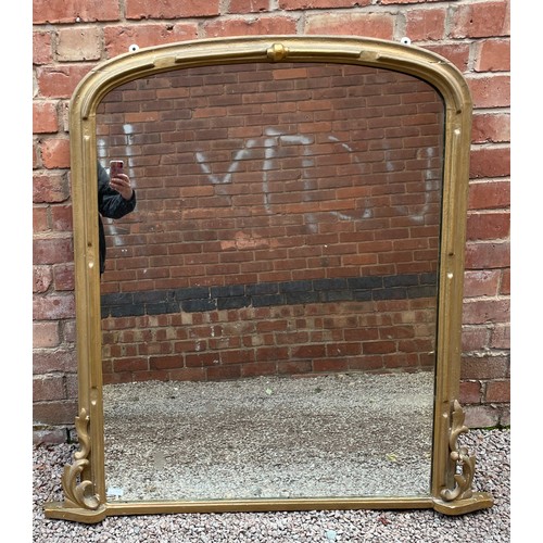 295 - VICTORIAN GILT PAINTED ARCHED OVERMANTLE MIRROR