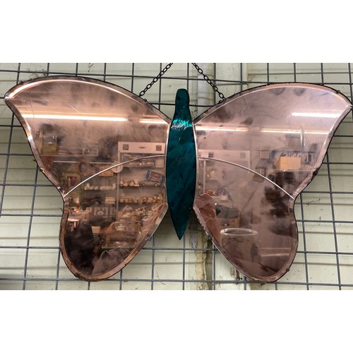 305 - ART DECO PEACH TINTED BUTTERFLY MIRROR