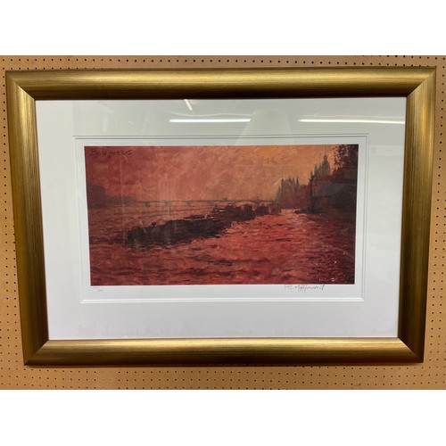 287 - ROLF HARRIS LIMITED EDITION 654/695 ENTITLED BARGES AT WESTMINSTER SIGNED IN PENCIL