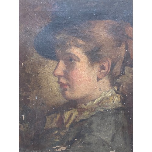 274 - W F RODEN (1818-1892) OILS ON CANVAS HALF LENGTH PORTRAIT OF A FEMALE