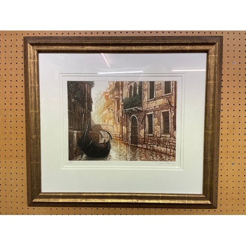 263 - LIMITED EDITION ETCHING 11/40 OF VENETIAN GONDOLA UGO BARACCO SIGNED IN PENCIL