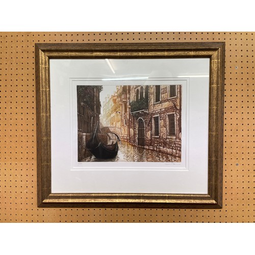 263 - LIMITED EDITION ETCHING 11/40 OF VENETIAN GONDOLA UGO BARACCO SIGNED IN PENCIL