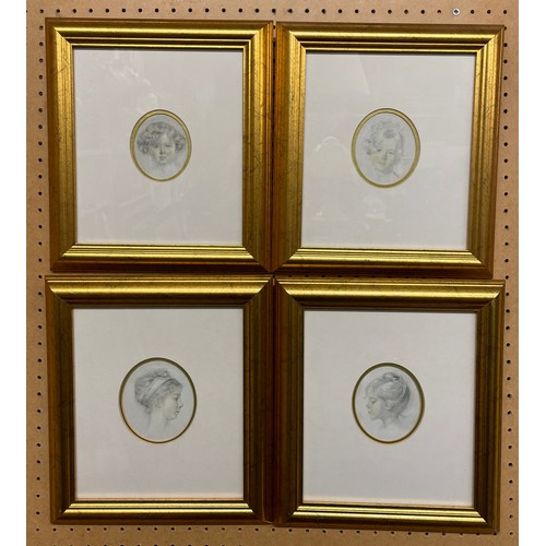 301 - FOUR LITHOGRAPHIC PRINTS OF CHILDRENS PORTRAITS IN GILDED GLAZED FRAMES