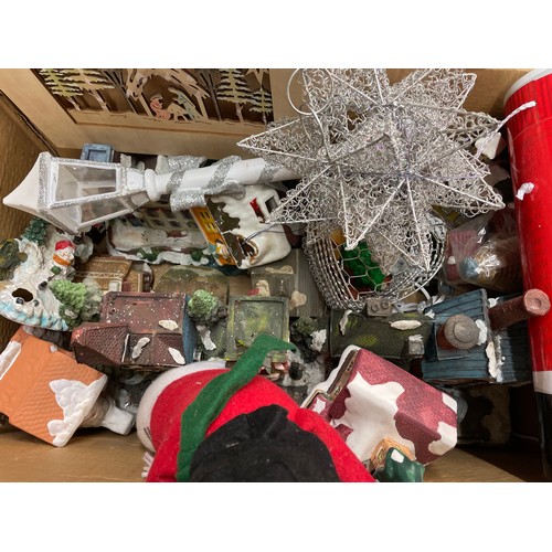 311 - BOX OF VARIOUS CHRISTMAS RELATED COTTAGES AND DECORATIONS