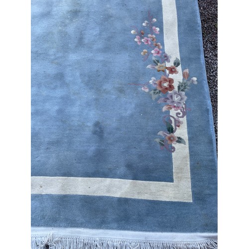 169 - CHINESE BLUE WOOLEN FLORAL CARPET