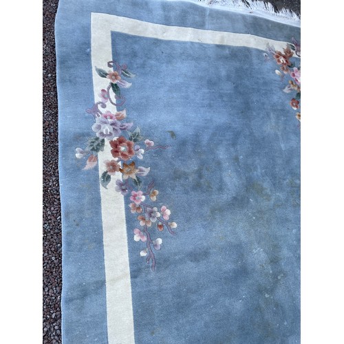 169 - CHINESE BLUE WOOLEN FLORAL CARPET