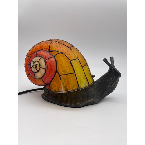 201 - REPRODUCTION COLOURED GLASS SHELL SNAIL LAMP