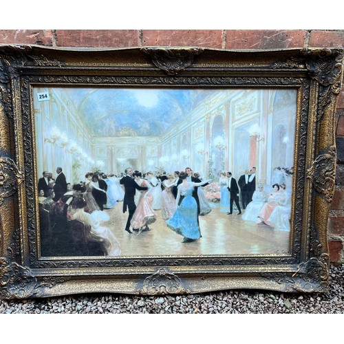 254 - LITHOGRAPHIC PRINT OF THE BALLROOM DANCE AFTER GILBERT IN MOULDED SWEPT FRAME