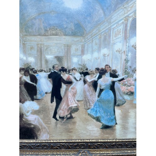 254 - LITHOGRAPHIC PRINT OF THE BALLROOM DANCE AFTER GILBERT IN MOULDED SWEPT FRAME