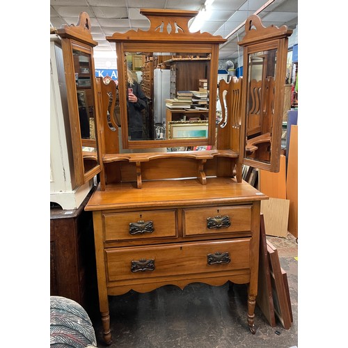 203 - ART NOUVEAU SATIN WOOD TRIPLE DRESSING TABLE