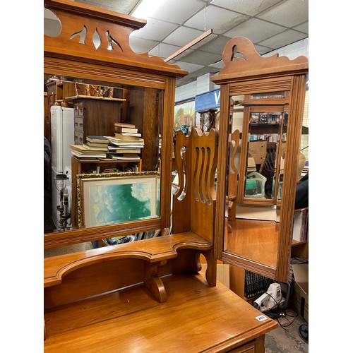 203 - ART NOUVEAU SATIN WOOD TRIPLE DRESSING TABLE