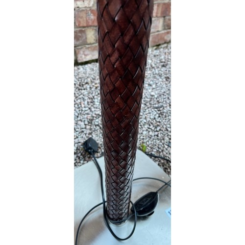 151 - INTERLACED LEATHER COLUMN LAMP STANDARD AND SHADE