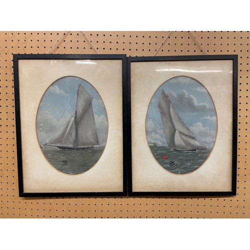 272 - ENGLISH SCHOOL WATERCOLOURS OF MASTED BARQUE 'THISTLE' A  PAIR FRAMED AND GLAZED