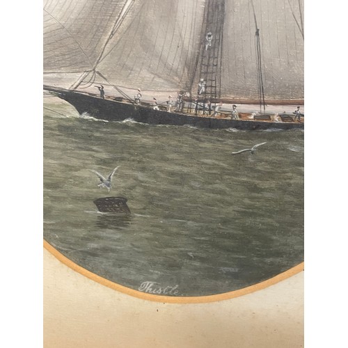 272 - ENGLISH SCHOOL WATERCOLOURS OF MASTED BARQUE 'THISTLE' A  PAIR FRAMED AND GLAZED