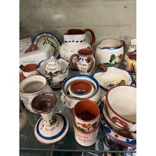 393 - SHELF OF TORQUAY MOTO WARES INC BOWLS, MINIATURE JUGS AND TRAYS