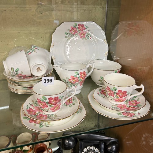 396 - FINE BONE CHINA FLORAL TEA SERVICE