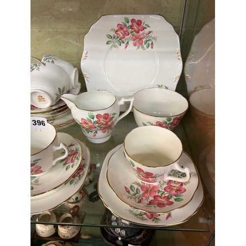 396 - FINE BONE CHINA FLORAL TEA SERVICE