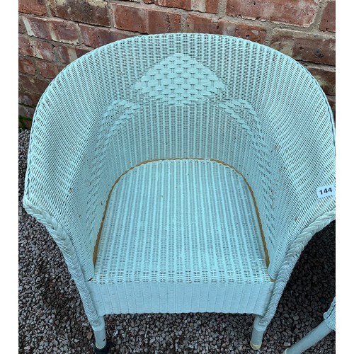 144 - LIGHT GREEN PAINTED LLOYD LOOM BASKET CHAIR AND ONE OTHER