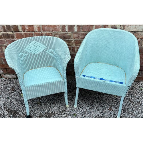 144 - LIGHT GREEN PAINTED LLOYD LOOM BASKET CHAIR AND ONE OTHER