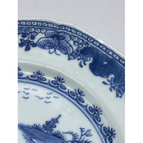 459 - TWO CHINESE BLUE AND WHITE EXPORT PLATES