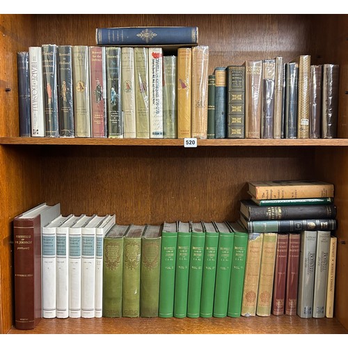 520 - TWO SHELVES OF HARDBACK BOOKS, THE LETTERS OF SAMUEL JOHNSON IN FIVE VOLUMES, LETTERS OF JAMES BOSWE... 