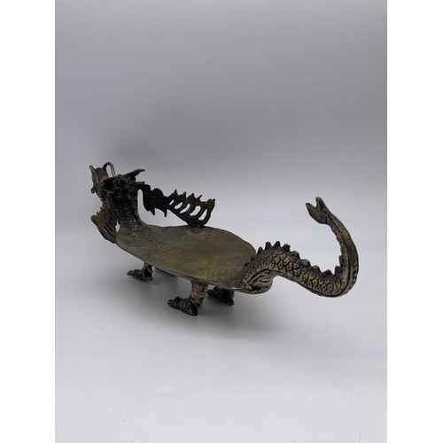 461 - CHINESE METALWARE DRAGON SERVING TRAY