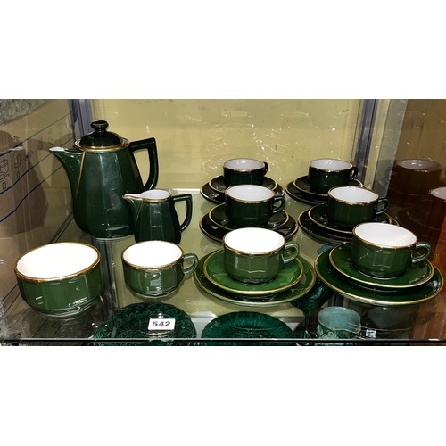 542 - GREEN GILT LINED COFFEE SERVICE