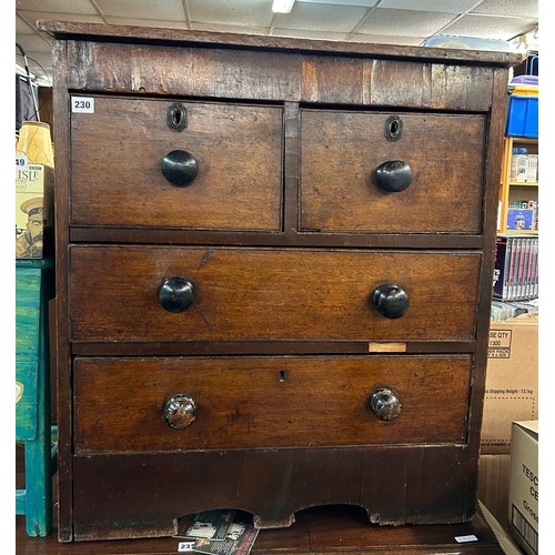 230 - 19TH CENTURY MAHOGANY TWO OVER TWO DRAWER CHEST A/F