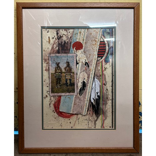 251 - VANITY FAIR PRINT ENTITLED HYDRAPHOBIA, MIXED MEDIA COLLAGE NORTH AMERICAN INDIANS AFTER RODEO AND A... 