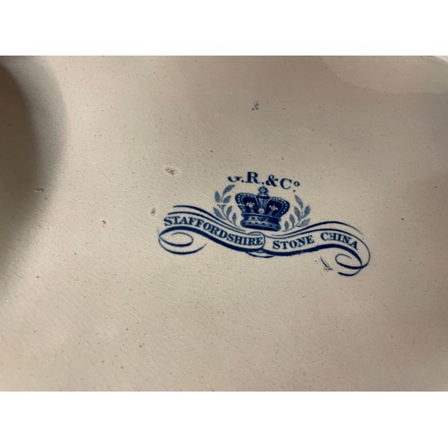 415 - 19TH CENTURY BLUE AND WITE TRANSFER PRINTED WARE MEAT PLATTER