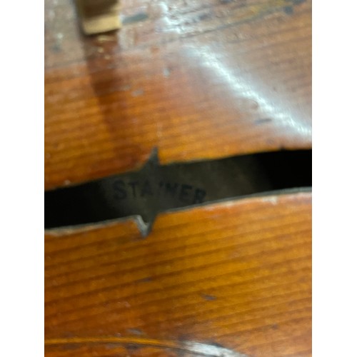 677 - VIOLIN IN CASE BEARS LABEL STAINER