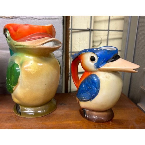 488 - SELECTION OF GERMAN WOOD PECKER AND PARAKEET DECORATIVE JUGS