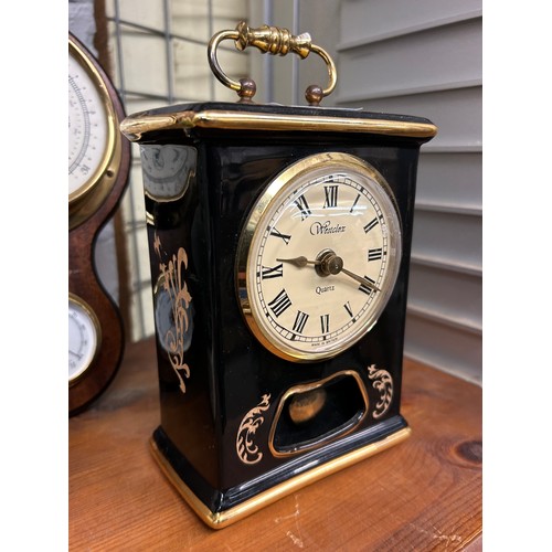 491 - BAROMETER, WEST CLOCKS QUARTZ CLOCK, WINDSOR CASTLE MODEL TIME PIECE