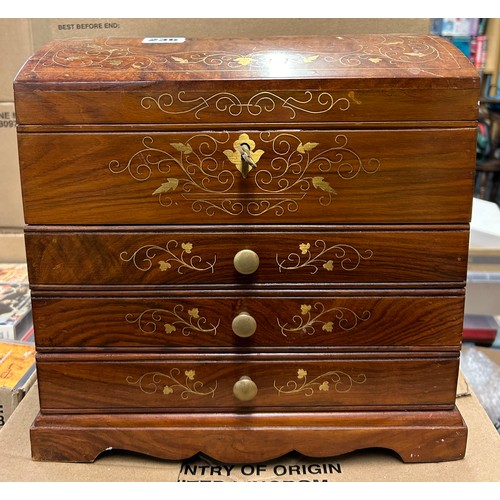 236 - ROSEWOOD AND BRASS WIRE WORK INLAID DOMED CASKET CHEST