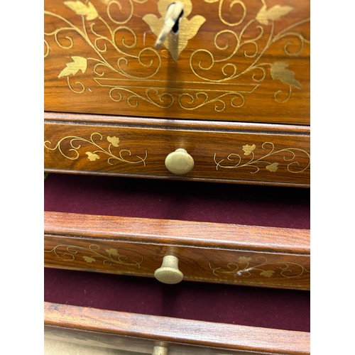 236 - ROSEWOOD AND BRASS WIRE WORK INLAID DOMED CASKET CHEST