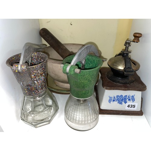 435 - PESTLE AND MORTAR, COFFEE GRINDER AND BEL CREAM MAKERS