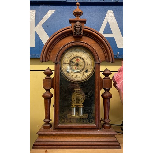 443 - AMERICAN ANSONIA ARCH CASED MANTEL CLOCK