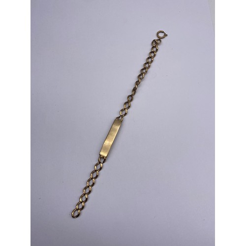 702 - 9CT GOLD IDENTITY BRACELET 12G APPROX