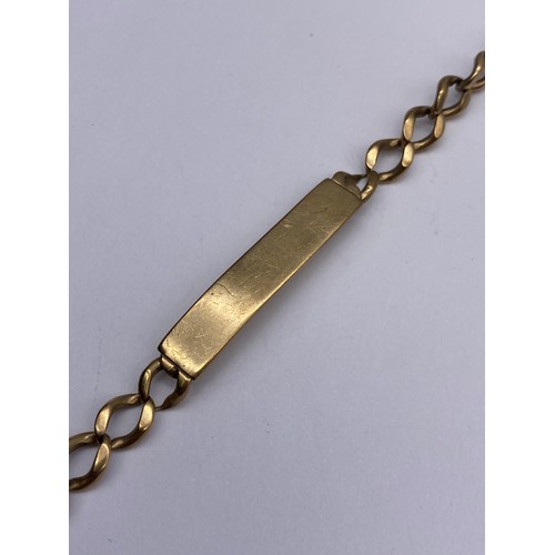 702 - 9CT GOLD IDENTITY BRACELET 12G APPROX