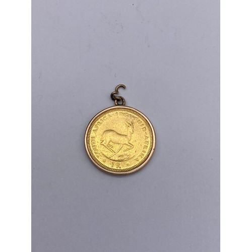 705 - SOUTH AFRICAN 1961 1R COIN PENDANT 5G APPROX