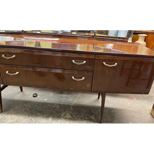 35 - MID CENTURY TOLA DRESSING TABLE BY ALPHONS LOEBENSTEIN FOR MEREDEW AND MATCHING BEDSIDE TABLE