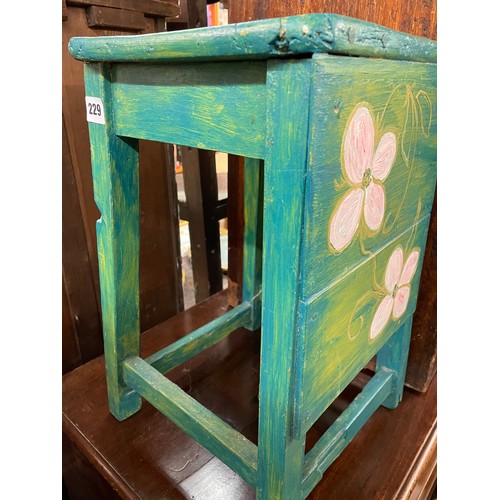 199 - GREEN PAINTED SMALL STOOL