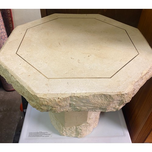 18 - RESIN LIME STONE EFFECT OCTAGONAL PEDESTAL TABLE