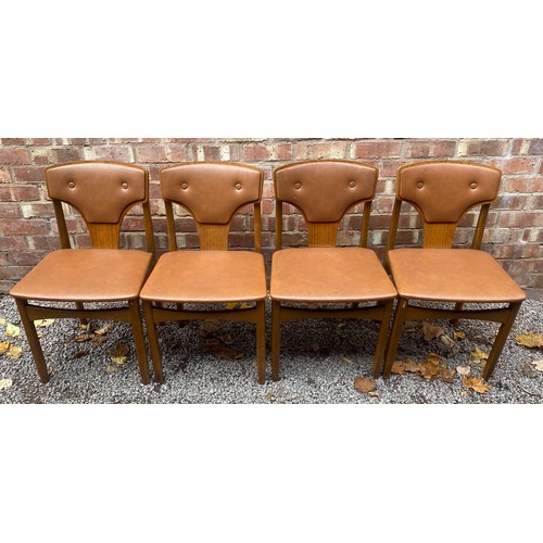 117 - SET OF FOUR DANISH TEAK VINYL COVERED DINING CHAIRS