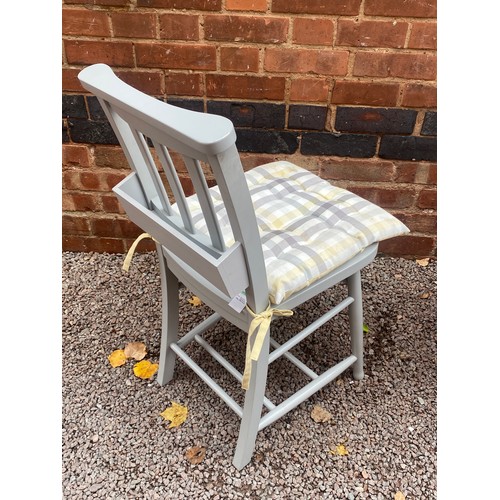 116 - PAIR OF PAINTED SLAT BACK CHURCH HALL CHAIRS