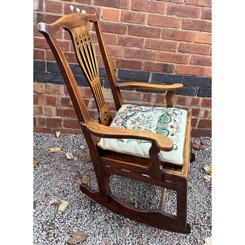 187 - GEORGIAN OAK HEPPLEWHITE DESIGN ROCKING CHAIR