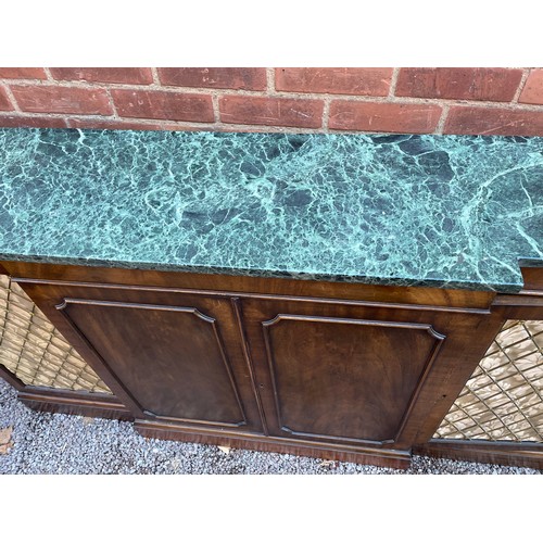 183 - REGENCY STYLE GREEN MARBLE TOP BREAKFRONT SIDEBOARD